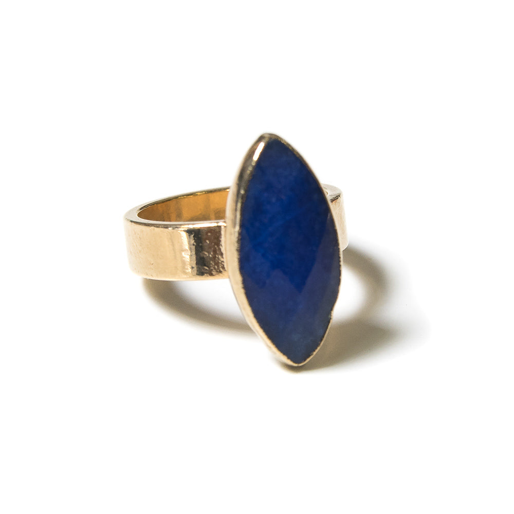 blue jade marquis gold ring