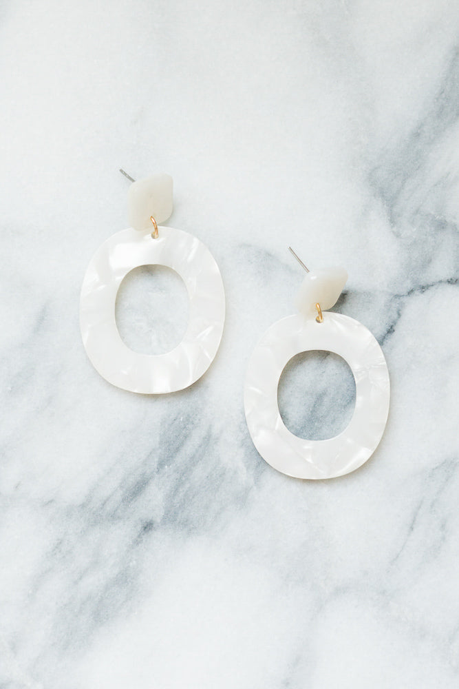 Rilla Statement Earrings | Green Marble Acrylic