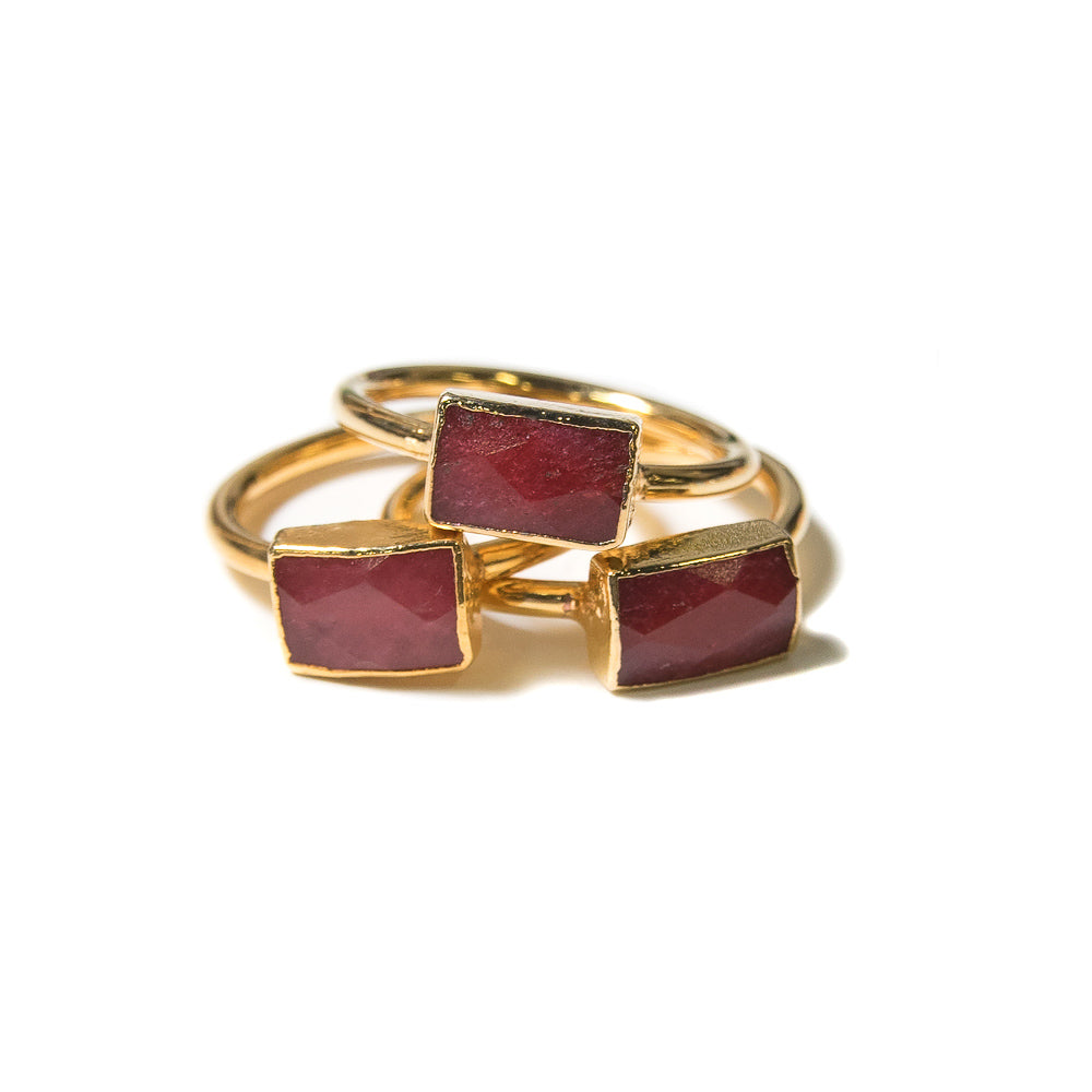 red rectangular stacking ring set