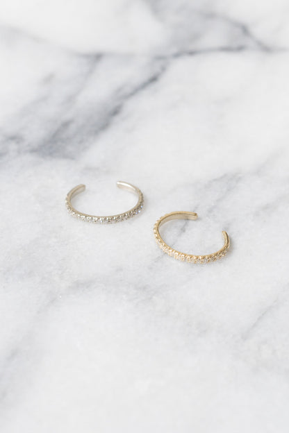 yellow gold and white gold diamond ear cuffs