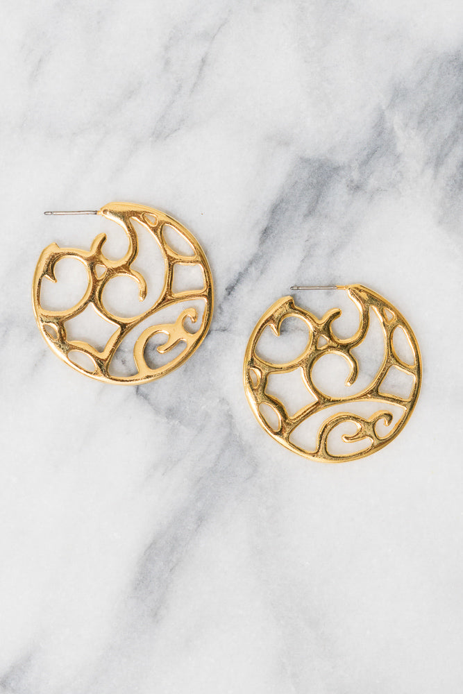 cutout gold hoop earrings