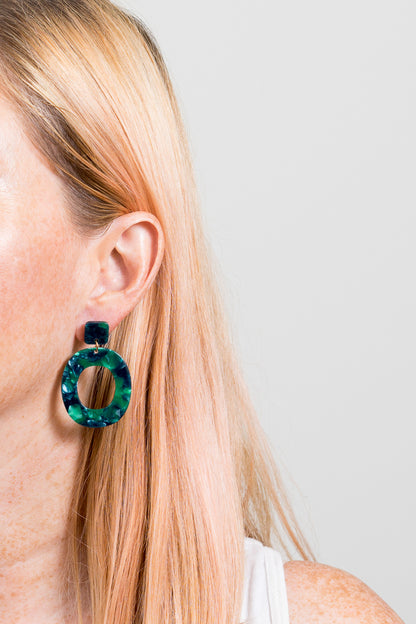 Rilla Statement Earrings | Green Marble Acrylic