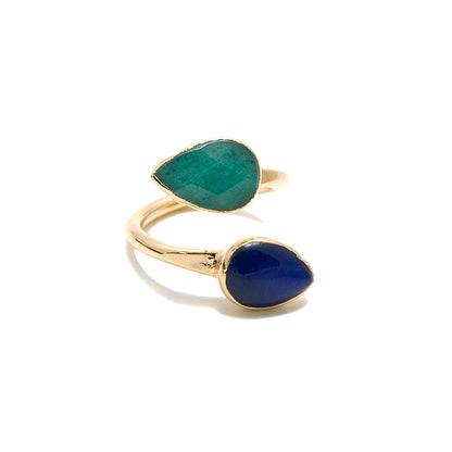 green and blue wraparound ring