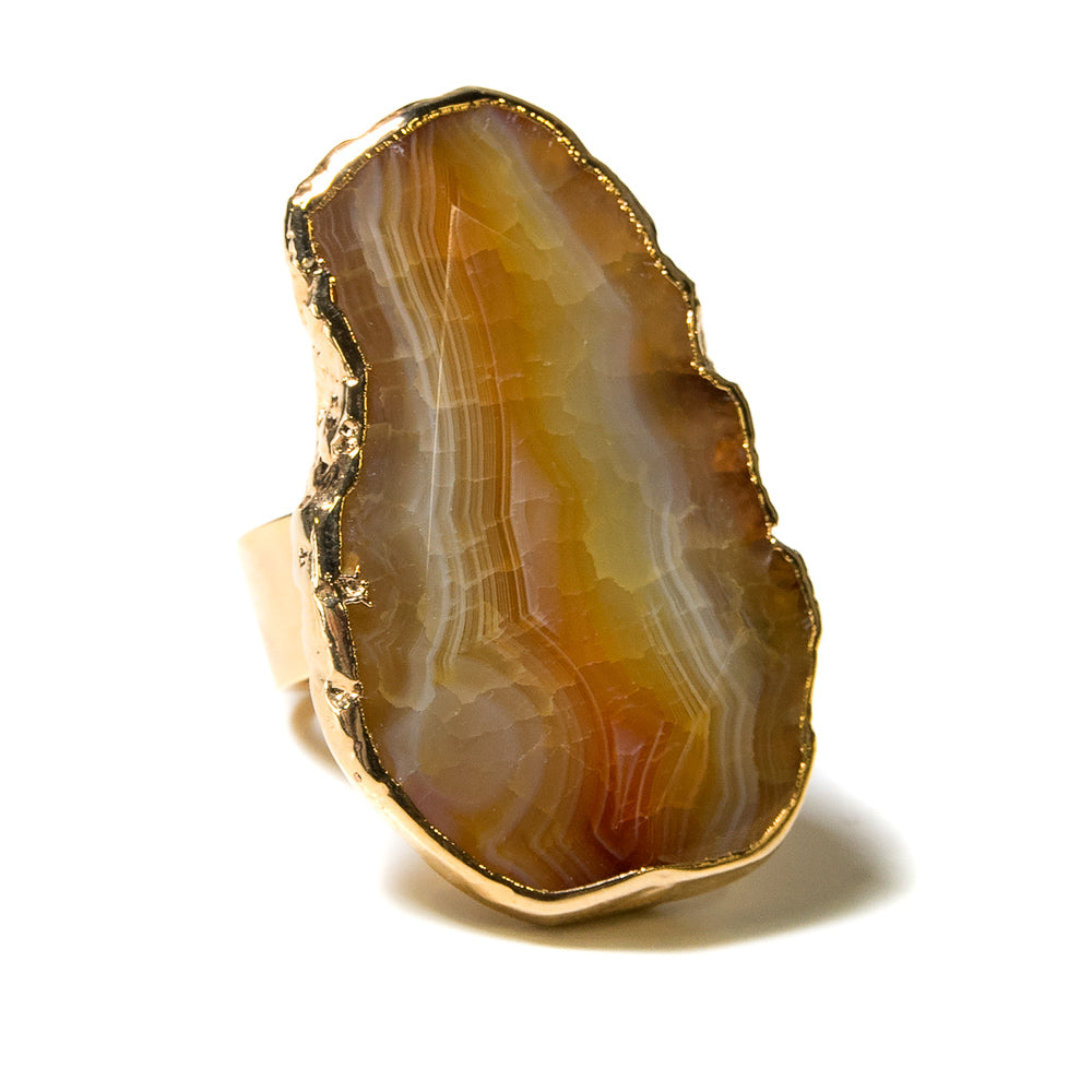 yellow agate cocktail ring