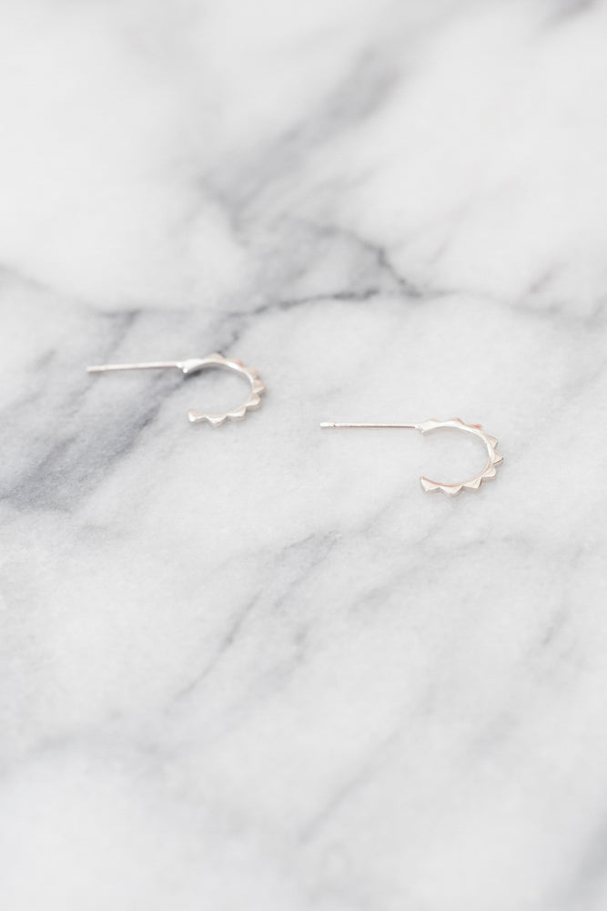 silver scallop baby hoop earrings
