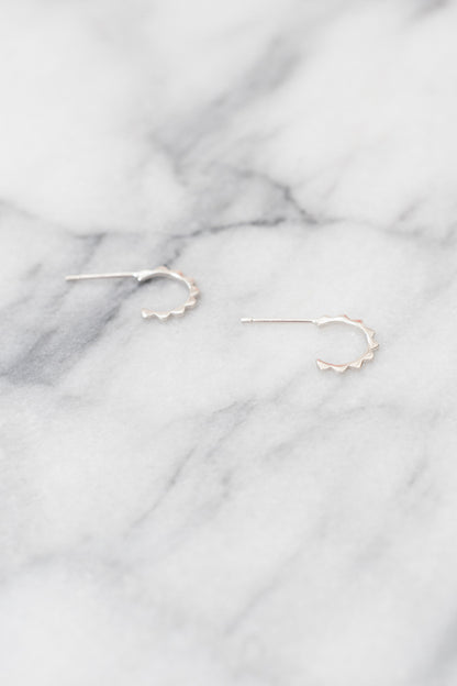 silver scallop baby hoop earrings
