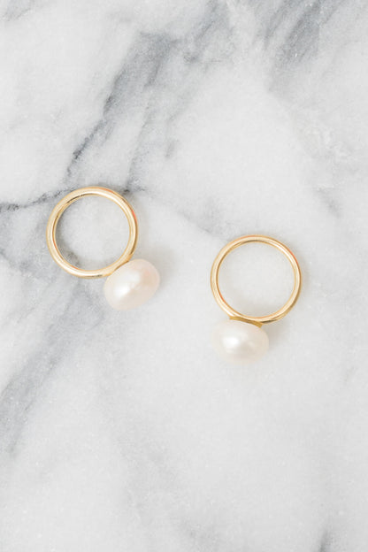 pearl lollipop stacking rings 14k gold janna conner