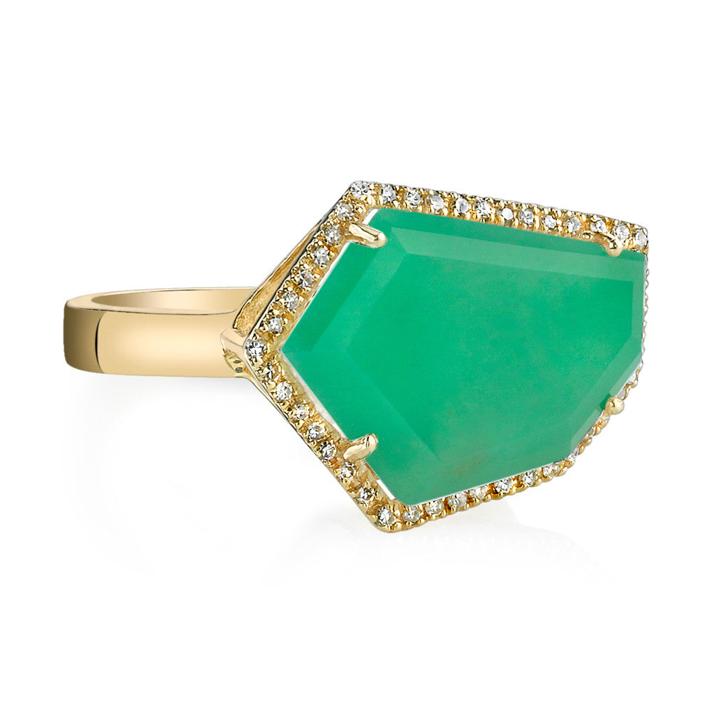 Cubist Cocktail Ring in Chrysoprase | 14K Gold