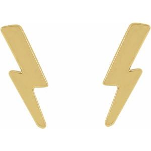 lightning bolt stud earrings in 14K yellow gold