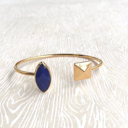 cobalt jade studded cuff bracelet