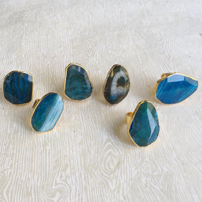 blue agate cocktail rings