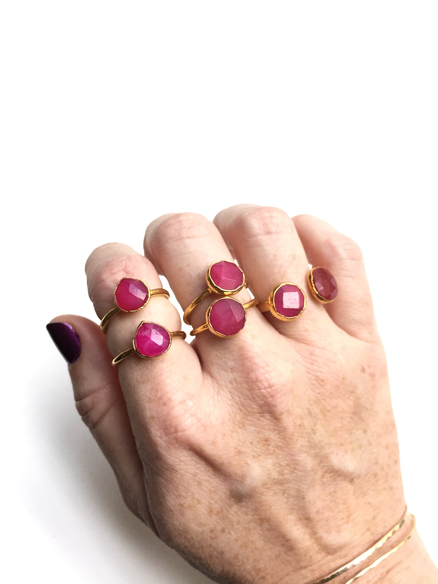 Inna Stacking Ring | Pink Chalcedony | 18k Gold Plating