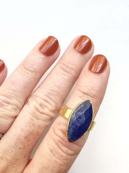 blue jade marquis ring on hand