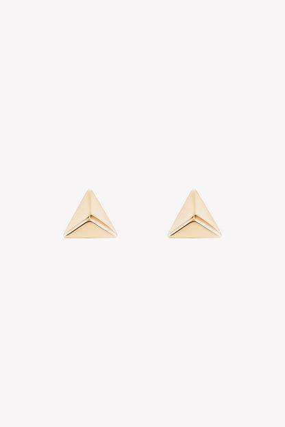14k gold triangle pyramid stud earrings