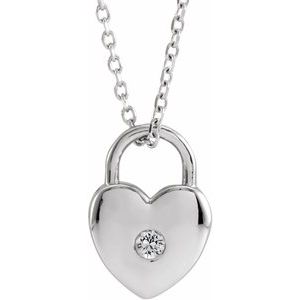 silver heart lock pendant necklace