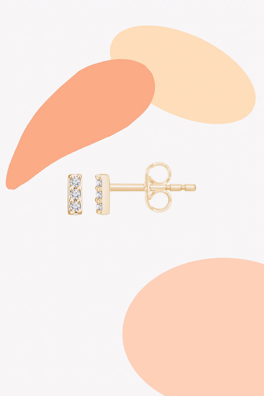 14k gold diamond bar earrings
