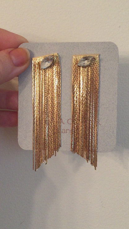 Marquis Fringe Earrings | Crystal | 18K Gold Plating