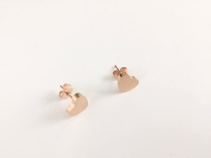 rose gold heart stud earrings