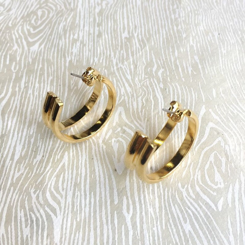 gold split hoop earrings view from above