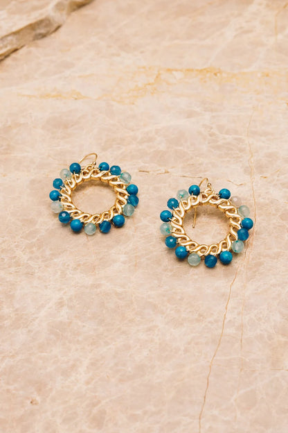 turquoise beaded circle filigree earrings