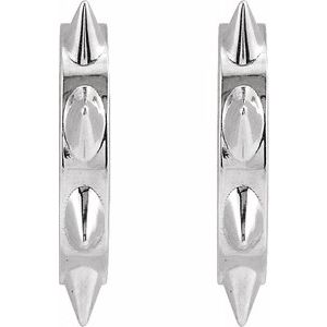silver spike hoop earrings front view
