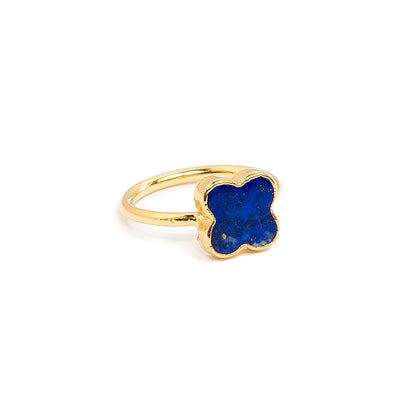 blue lapis clover stacking ring 